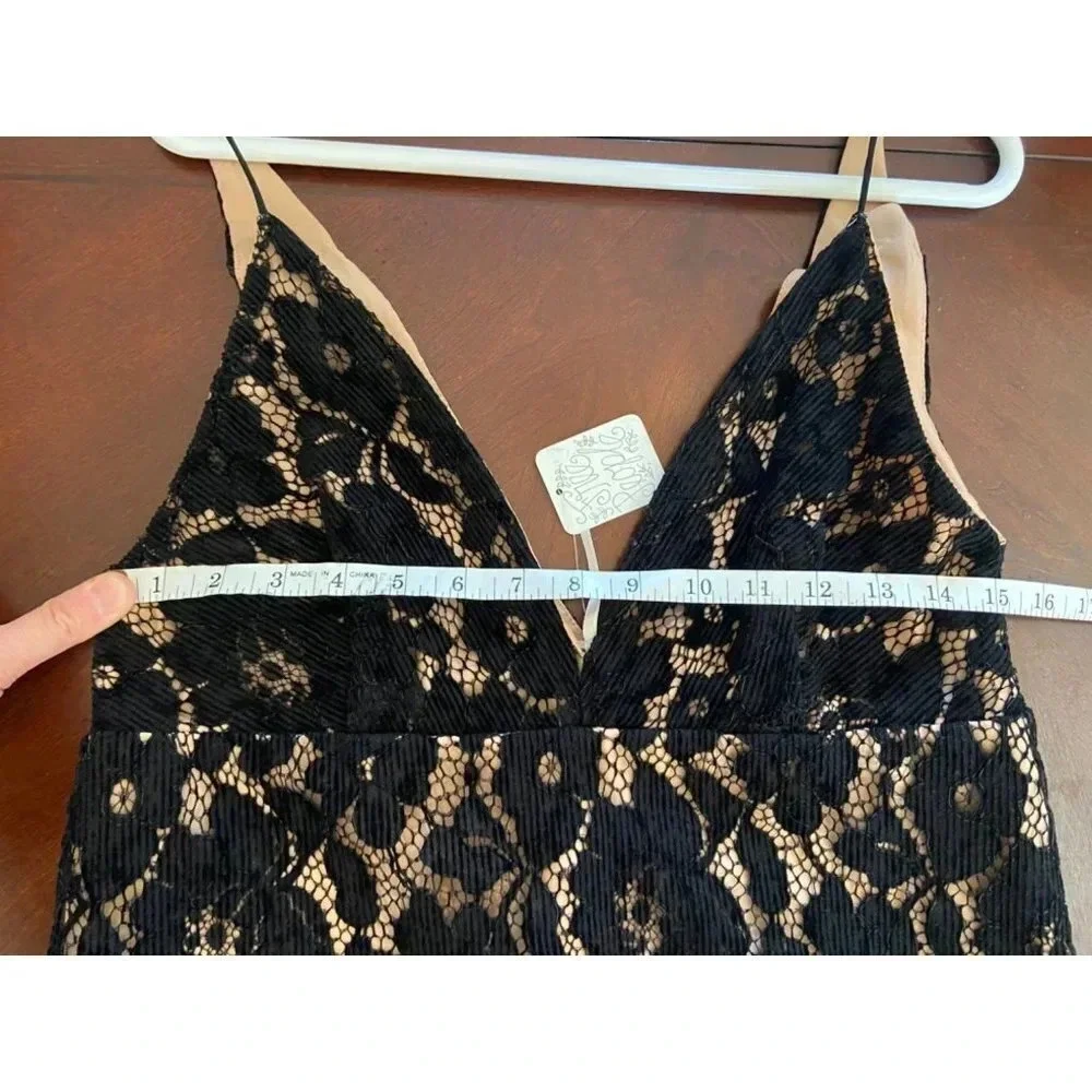 Free People Dangerous Love Black Mini Dress Lace Floral New with tags Size 8